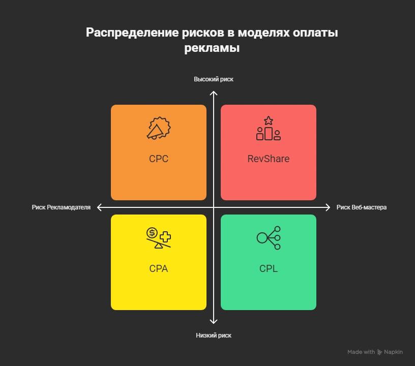 Визуализация рисков в моделях оплаты рекламы - Инфографика